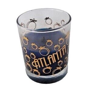 Atlanta Georgia Candle Souvenir Peaches Clear Glass Tourist Gold Blue GA